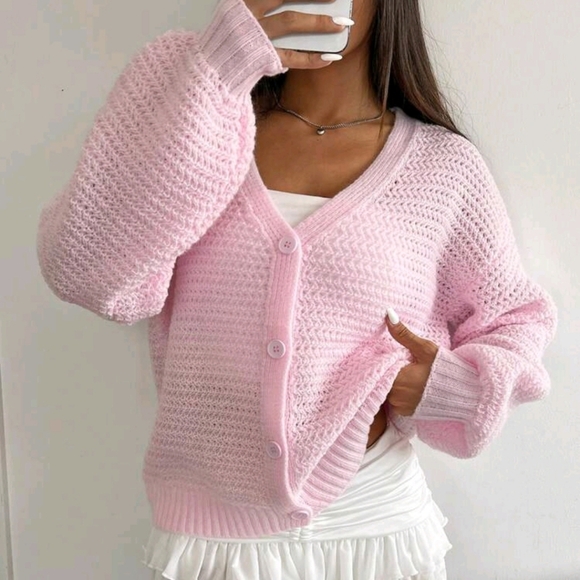 Women's Casual Drop Shoulder Loose Open Front Solid Cardigan For Autumn - Picture 4 of 4